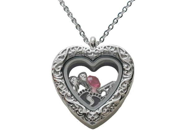 Personalized Forever in My Heart Stainless Steel Heart Locket Necklace for Family or Infant Loss Memorial - by Jewelry Everyday