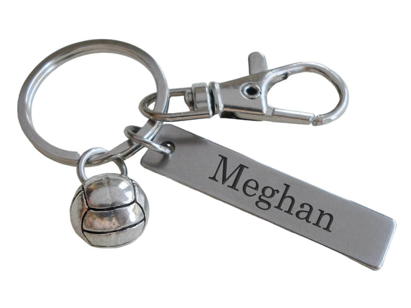 Custom Engraved Tag & Volleyball Charm Keychain with Clasp, For Graduate, Team Player or Coach
