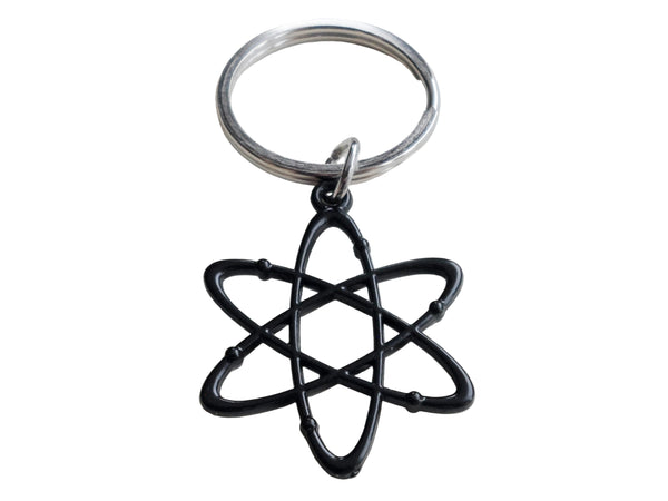 Black Enamel Atom Charm Keychain, Science & Physics Keychain