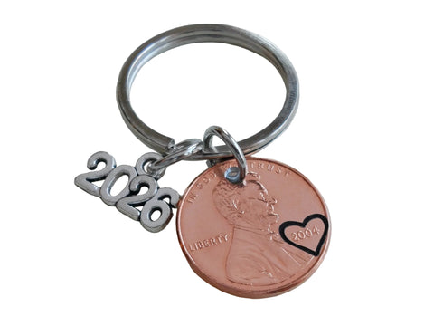 2 Custom Penny Keychains with 2026 Charms, Personalized Lucky Penny Anniversary Key Chain
