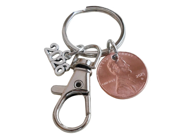 Penny Keychain with 2026 Charm & Clasp, Employee & Volunteer Appreciation; with Lucky to Work with You! Card