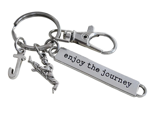 Martial Arts Keychain with Enjoy the Journey Charm, Kicking Student & Clasp; Personalized Charm Options, Taekwondo, Karate or Coach Key Chain
