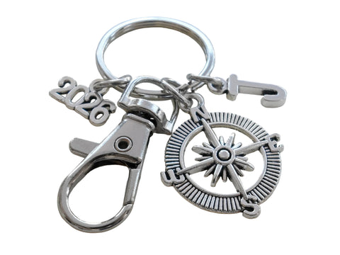 Good Luck on the Path Ahead of You Compass Charm Keychain 2026 Charm & Clasp, Graduation Gift Keychain
