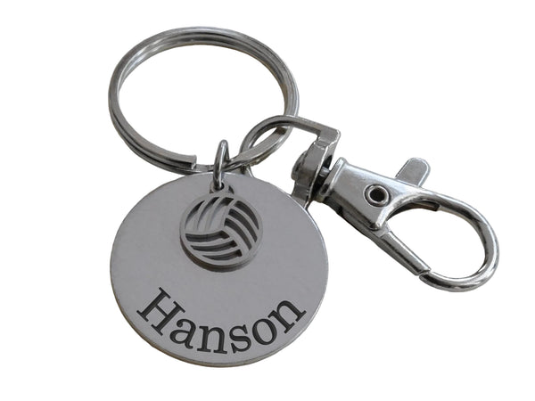 Custom Engraved Disc & Volleyball Charm Keychain with Clasp, For Graduate, Team Player or Coach by JewelryEveryday