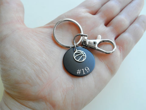 Basketball Charm Keychain with Custom Engraved Black Aluminum Disc with Clasp, For Graduate, School Team Player or Coach Gift by JewelryEveryday (Copy)