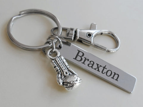 Boxing Keychain with Glove Charm, Swivel Clasp, and Custom Engraved Tag For Student or Coach Gift by JewelryEveryday