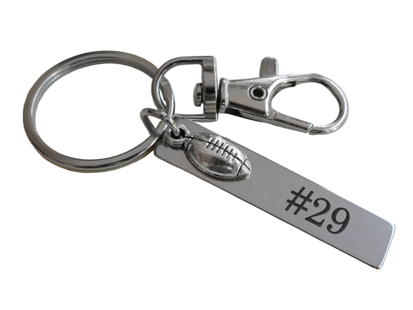 Football Charm Keychain with Custom Engraved Tag & Clasp, Personalized For Team Player or Coach by JewelryEveryday