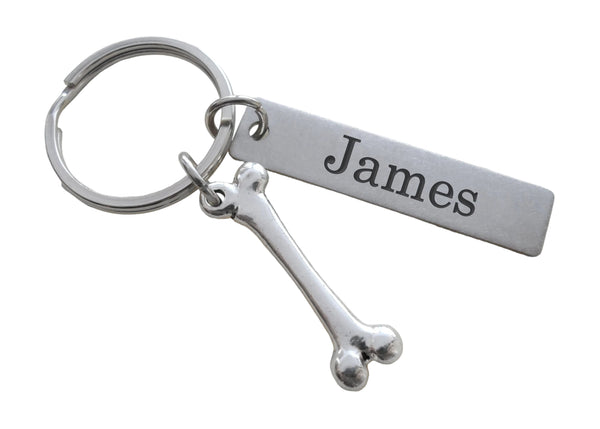 Medical Health Student or Staff Appreciation Keychain with Bone Charm and Custom Engraved Tag