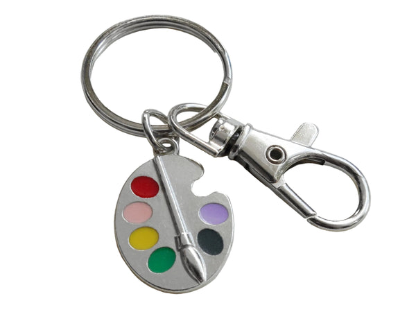 Colored Art Palette Charm Keychain with Swivel Clasp, For Artist Student or Instructor by JewelryEveryday
