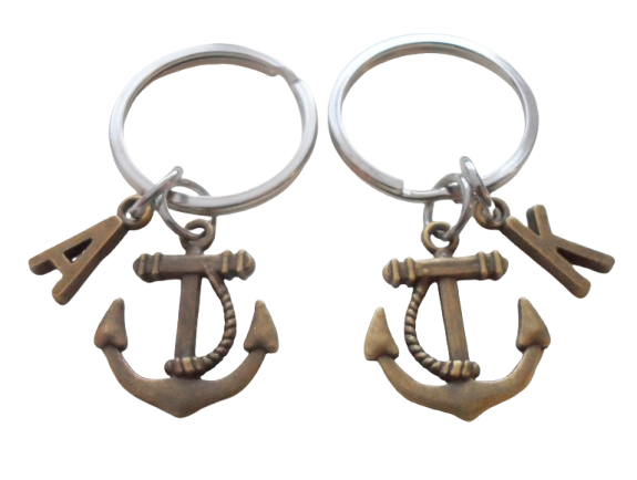 Bronze Anchor Keychain Set - You're the anchor in my life; Best Friend or Couples Keychain Set