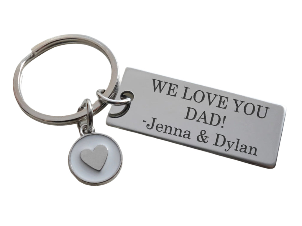 Custom Engraved Steel Tag Keychain with Heart Charm