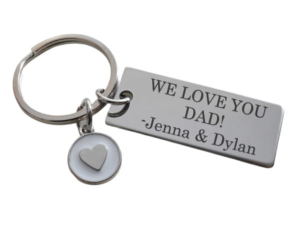 Custom Engraved Steel Tag Keychain with Heart Charm
