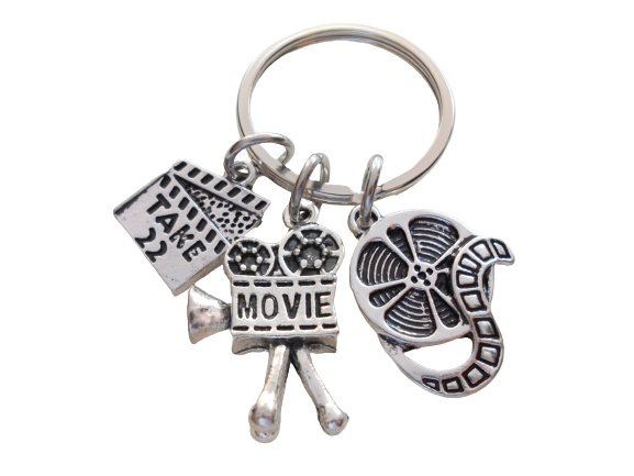 Movie & Film Keychain, Movie Reel Charm, Videographer Keychain, Producer Gift Keychain, Actors Keychain, Graduate Gift, Director Keychain
