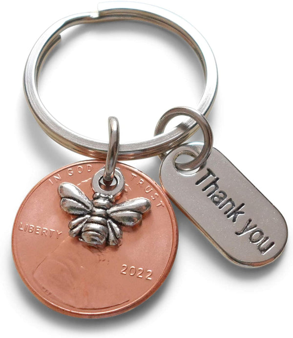 Thanks for "Bee"ing Such a Great Teacher, 2023 Penny Keychain With Bee Charm