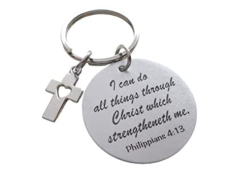 Custom Engraved Bible Verse Disc Keychain with Charm Option, Personalized Religious Keychain