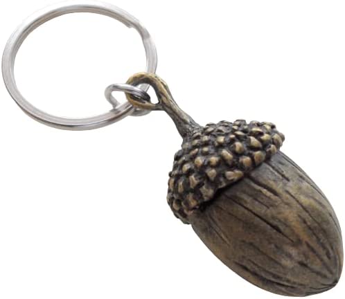 Large Bronze Acorn Keychain - Peter Pan's Kiss; Couples Keychain