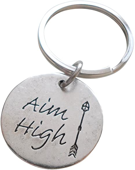 Aim High Engraved Charm Keychain, Encouragement Keychain, New Graduate Gift for Graduation