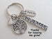 Volunteer Small Tree Appreciation Keychain, Thank You Charm with Apple Charm - Thanks for Helping Me Grow