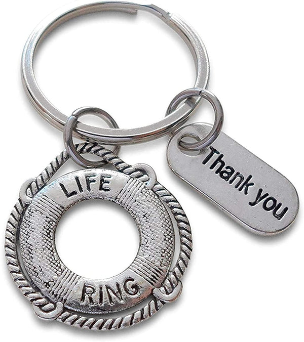 Volunteer Appreciation Gifts • "Thank You" Tag & Silver Lifesaver Keychain by JewelryEveryday w/ "You've been a lifesaver!" Card