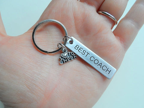 Cheer Coach Appreciation or Student Gift • Custom Engraved Steel Tag Keychain | Jewelry Everyday