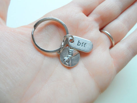 Double BFF Pinky Promise Keychains; Hand Bag Charm, Promise Gift, Best Friends Keychains