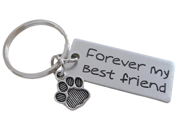 Dog Memorial Keychain • Engraved "Forever My Best Friend" w/ Cute Paw Charm | JE
