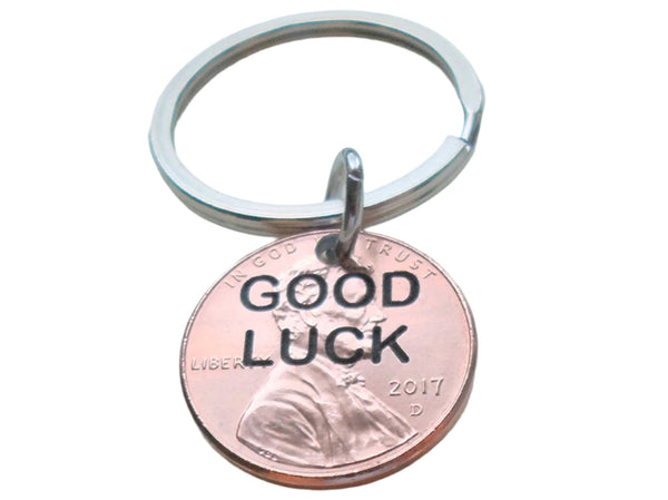 Custom Engraved Good Luck Penny Keychain, Lucky Penny Keychain
