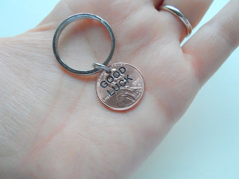 Custom Engraved Good Luck Penny Keychain, Lucky Penny Keychain