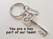 Employee Appreciation Gifts • "Thank You" Tag & Silver Key Keychain by JewelryEveryday w/ "You are a key part of our team!" Card