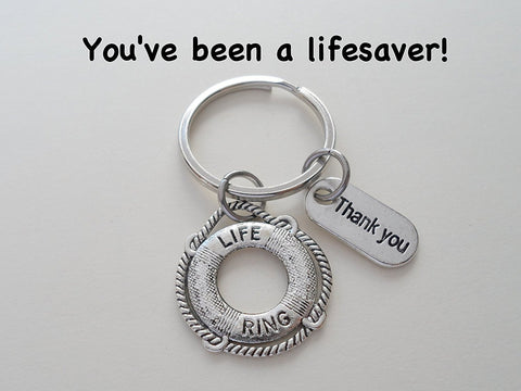 Volunteer Appreciation Gifts • "Thank You" Tag & Silver Lifesaver Keychain by JewelryEveryday w/ "You've been a lifesaver!" Card