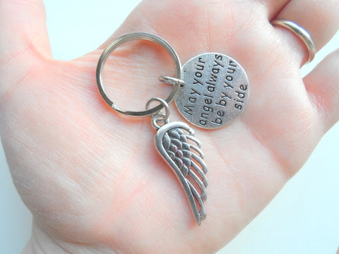 May Your Angel Always Be By Your Side Keychain with Wing Charm