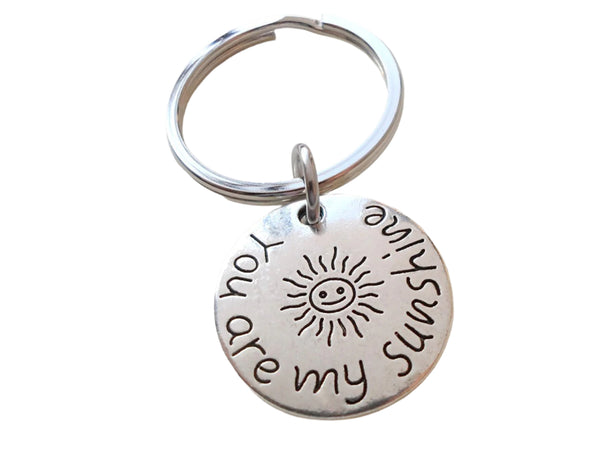 My Sunshine Keychain, Small Sun You Are My Sunshine Saying Charm Keychain