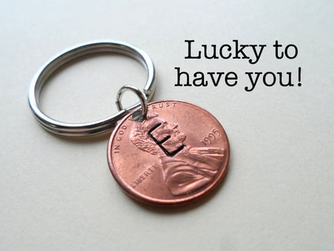 Personalized Large Font Single Letter Initial Custom Penny Keychain, Birthday Gift Keychain