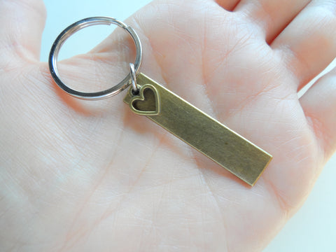 8 Year Anniversary Gift • Personalized Antique Bronze Tag Keychain Custom Engraved by Jewelry Everyday