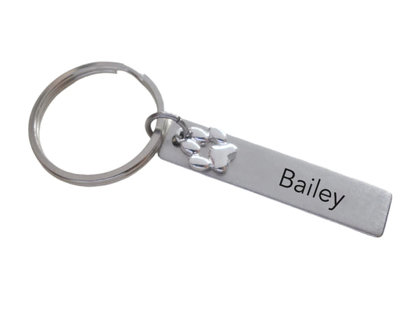 Dog Memorial Keychain • Custom Engraved Tag with Paw Charm | JE