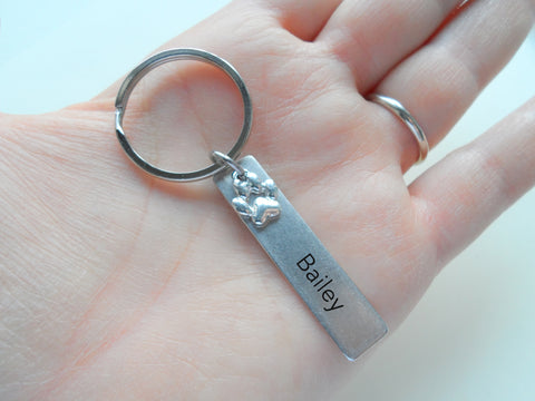 Dog Memorial Keychain • Custom Engraved Tag with Paw Charm | JE