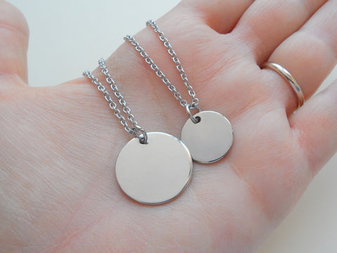 Custom Laser Steel Disc Engraved Necklace, Memorial Keepsake, or for Couples Anniversary by Jewelry Everyday