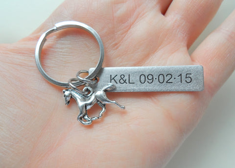 Personalized Horse Keychain and Steel Tag Custom Engraved, Gift for Couples, Students or Instructors