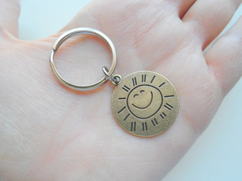 Bronze You Are My Sunshine Keychain, with Saying on Backside