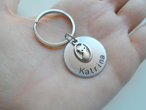 Personalized Cat Memorial Keychain Engraved with Name on Disc, Pet Memorial Keychain | JE