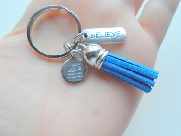 "She Believed She Could So She Did" Swim Keychain - Inspirational Swimmer Jewelry Gift
