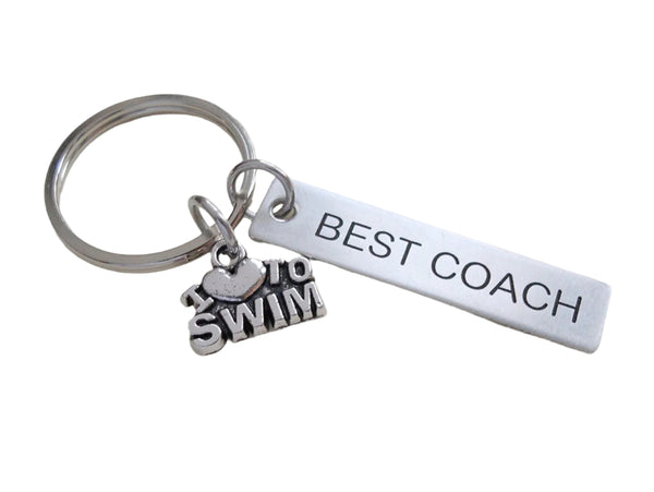 Swim Coach Appreciation or Student Gift • Custom Engraved Steel Tag Keychain | Jewelry Everyday
