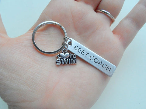 Swim Coach Appreciation or Student Gift • Custom Engraved Steel Tag Keychain | Jewelry Everyday