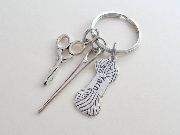 JewelryEveryday Teacher Appreciation Gifts | Yarn, Needle, & Scissors Keychain by JE Silver 125+