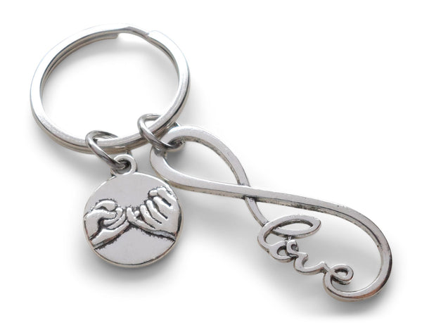 Infinity Love Symbol Keychain with Pinky Promise Charm- You And Me