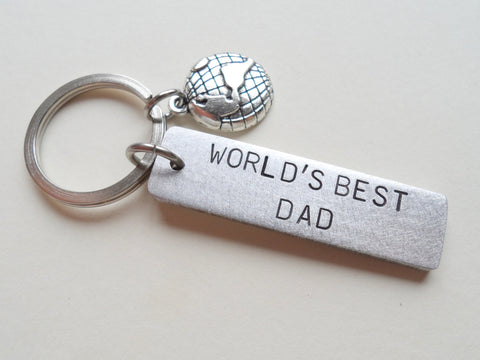 "World's Best Dad" Engraved Aluminum Tag Keychain; Father's Keychain