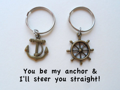 Bronze Key Charm Keychain with XIX Engraved, For Couples 19 Year Anniv ...