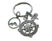 Camping Charm Keychain with Mountain Charm, Compass Charm & Camp Sign Charm