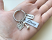 Physical Therapy Keychain with Strong Engraved Tag, PT Heart, Hand Weight Charm, and Thank You Tag