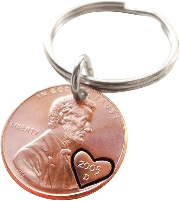 2005 Penny Keychain with Engraved Heart Around Year by Jewelry Everyday